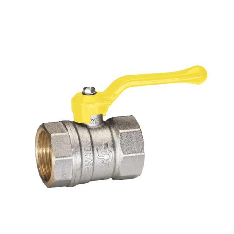Кран шаровый Temper 1/2 В-В ЖЁЛТАЯ ручка газовый (1/18)