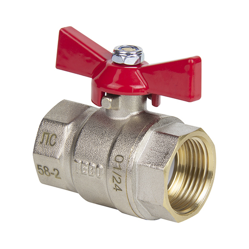 Кран шаровой полный проход TEBO 1" В-В бабочка гайка-гайка T-КШ.101.1.КБ.CN (5/40)