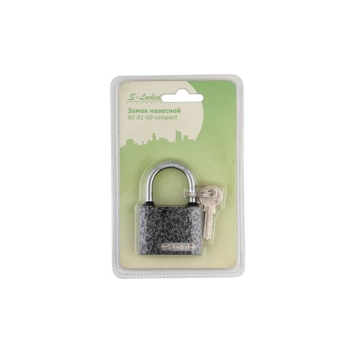 Замок навесной S-Locked ВС 01-50 Compact Blister 122575 5 ключей(12/96)