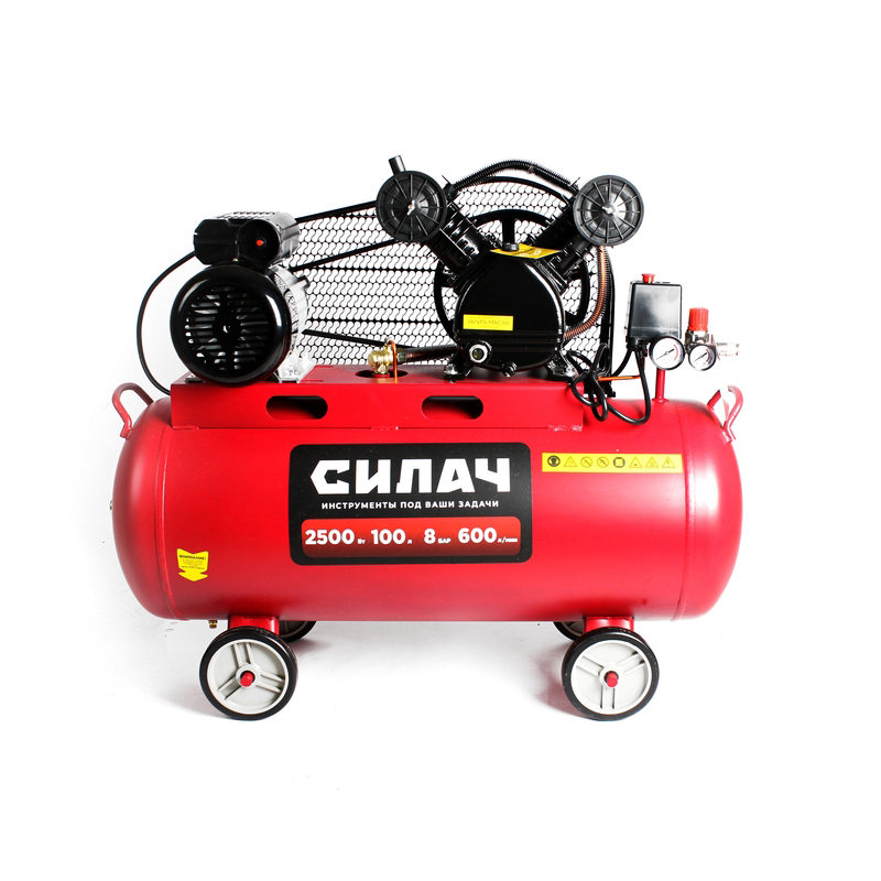  Воздушный компрессор СИЛАЧ ВКР-100.2500 (600л/мин, объем100л,2,5кВт,8бар,2850об/мин) (1/4)