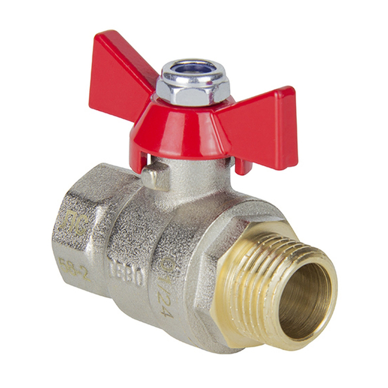 Кран шаровой полный проход TEBO 1/2" В-Н бабочка гайка-штуцер T-КШ.202.12.КБ.CN (14/112)