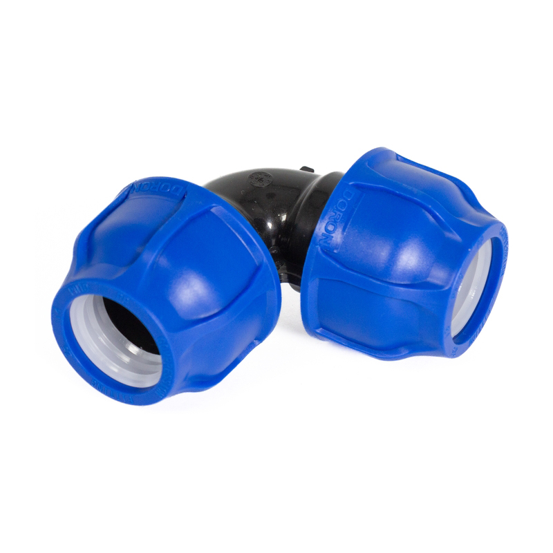 Отвод соединительный компрессионный 25х90 ПНД DORON (10/240)