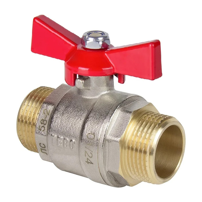 Кран шаровой полный проход TEBO 1/2" Н-Н бабочка штуцер-штуцер T-КШ.303.12.КБ.CN (1/14)