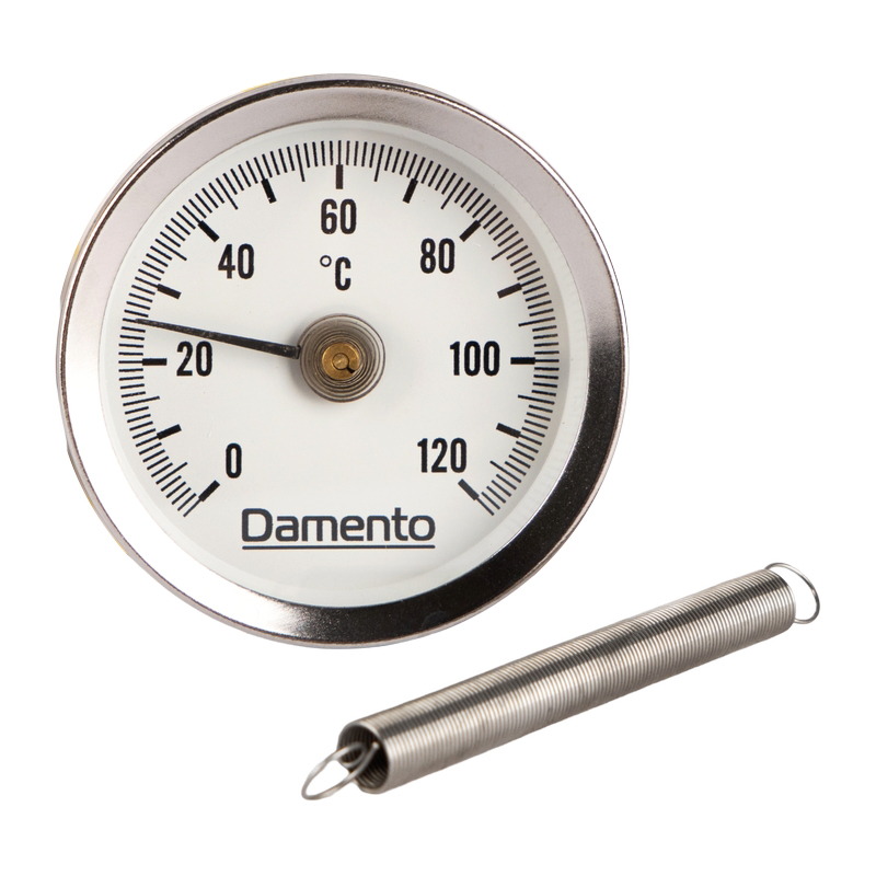 Термометр биметаллический накладной с пружиной 65 мм, 0-120 С, D63 мм Damento Clima (1/100)