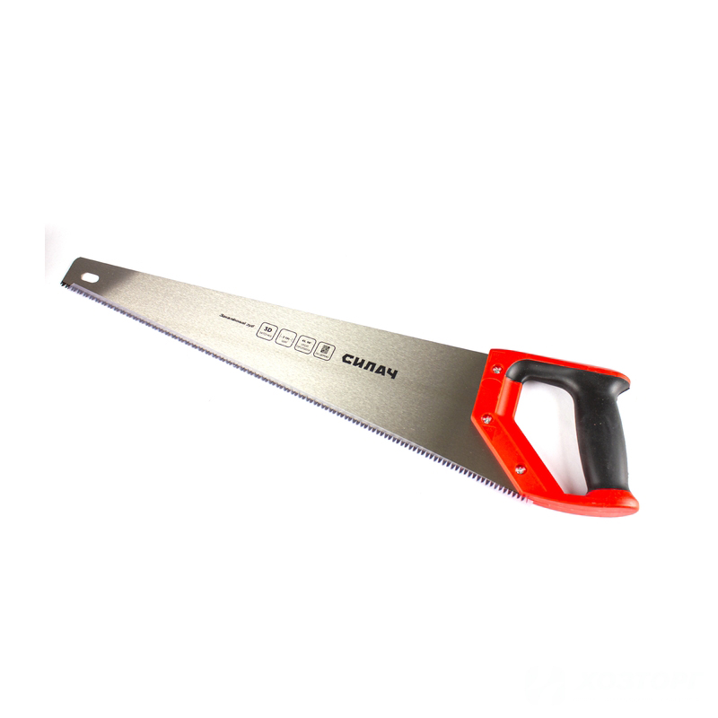  Ножовка по дереву 500мм,  7 TPI, универсальная, средний калёный зуб, 3D-заточка, 2х комп рук-ка СИЛАЧ (12/48)