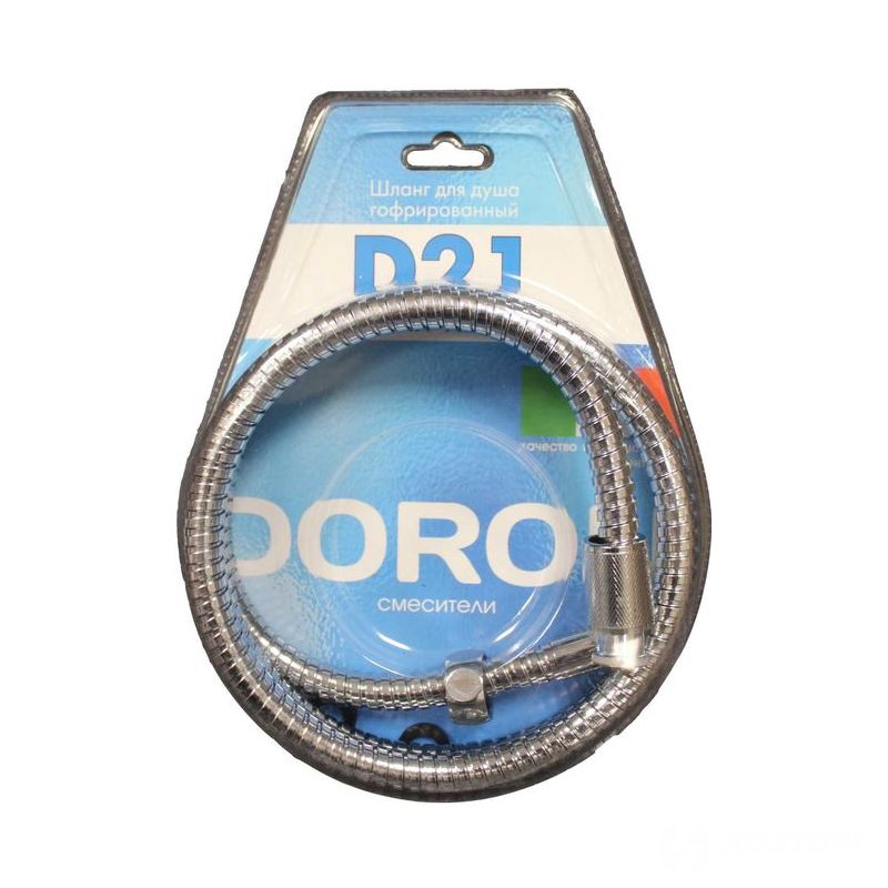 Шланг д/душа DORON D21, 150 см, оплетка: нерж. сталь, (имп/имп), блистер (1/50/500)