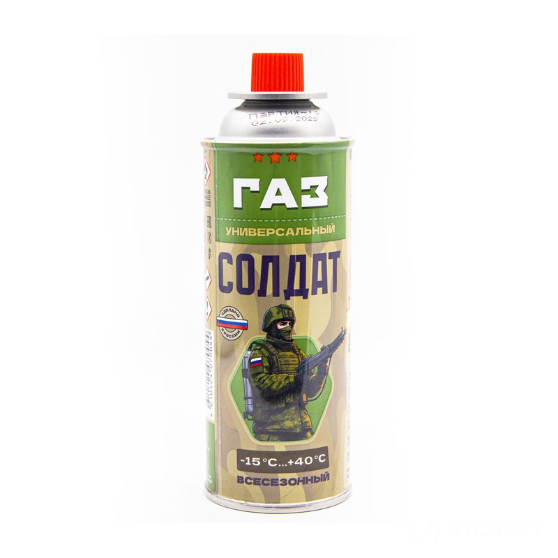 Газ для портативных плит, универсальный, метал. баллон 220 гр. СОЛДАТ (28/28)