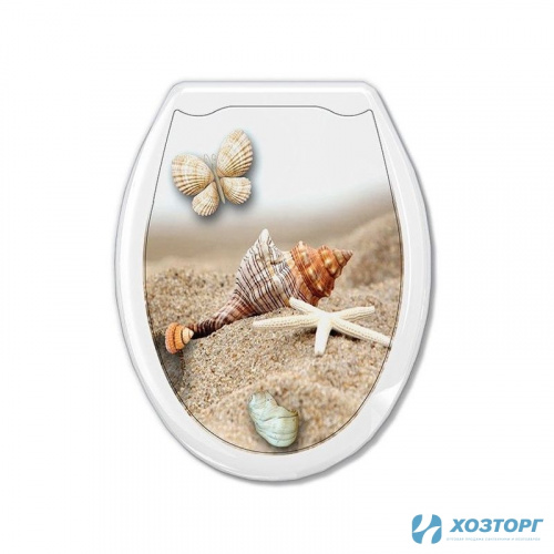 Сиденье для унитаза жесткое (фотопринт) РАКУШКА-БАБОЧКА (1/10)