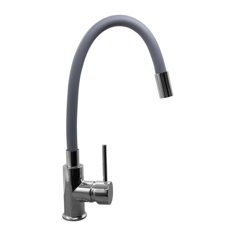 Смеситель  д/кухни DORON DC 2658GREY-N, шаровый,серый, излив гибкий силиконовый, п/г (1/10)