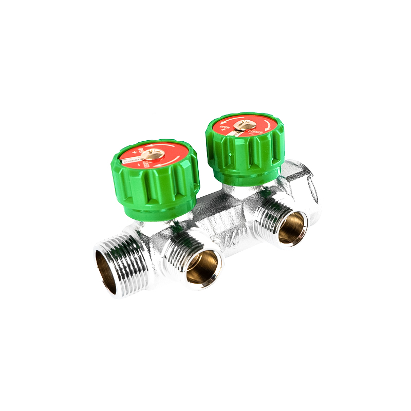  Коллектор с регулирующими вентилями под 90° 3/4"x1/2" на 2 выхода Damento Clima (1/40)