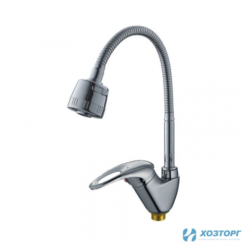 Смеситель д/кухни CRON 4303, D40, шаровый, хром, излив гибкий гофрированный, аэр 2 реж, п/г (1/10)