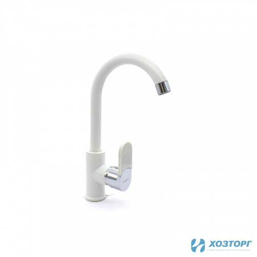 Смеситель  д/кухни DORON DС 2426W-N, шаровый, белый, излив высокий, п/г (1/10)