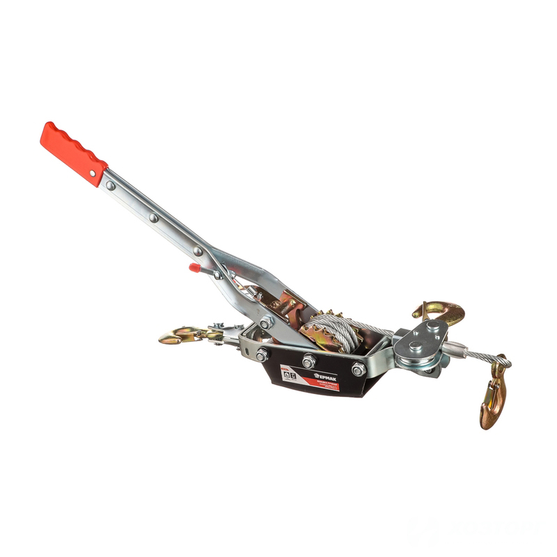 Лебёдка ручная рычажная 4000кг, 3 м, металлический трос 737-059 (1/4)