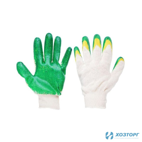 Перчатки ХБ с двойным латексным обливом утепленные О2У/200 цена за пару (10/100)