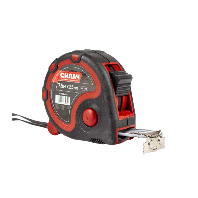 Рулетка  7,5м х 25мм, СИЛАЧ Мастер 3 фиксатора, магнитная (6/60)