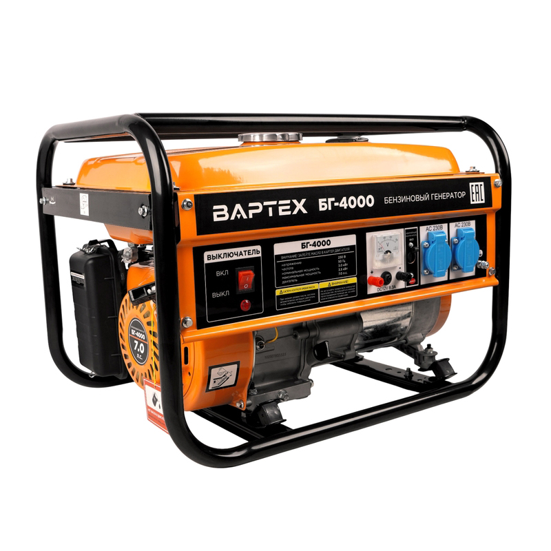 Генератор бензиновый ВАРТЕХ БГ-4000 3,5кВт,бак15л,руч.старт,4Т/АИ-92/360г/кВт*ч (1/6)