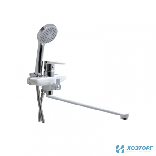 Смеситель  д/ванны DORON DВ 2126W-35L, шаровый, белый, излив 350 мм, лейка 1 режим (1/10)