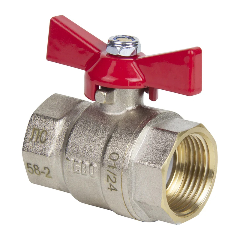 Кран шаровой полный проход TEBO 3/4" В-В бабочка гайка-гайка T-КШ.101.34.КБ.CN (1/10)