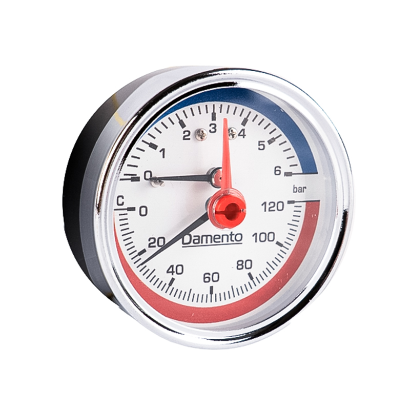 Термо-манометр аксиального подключения 1/2" 6 бар, 0-120 С, D63 мм Damento Clima (1/50)