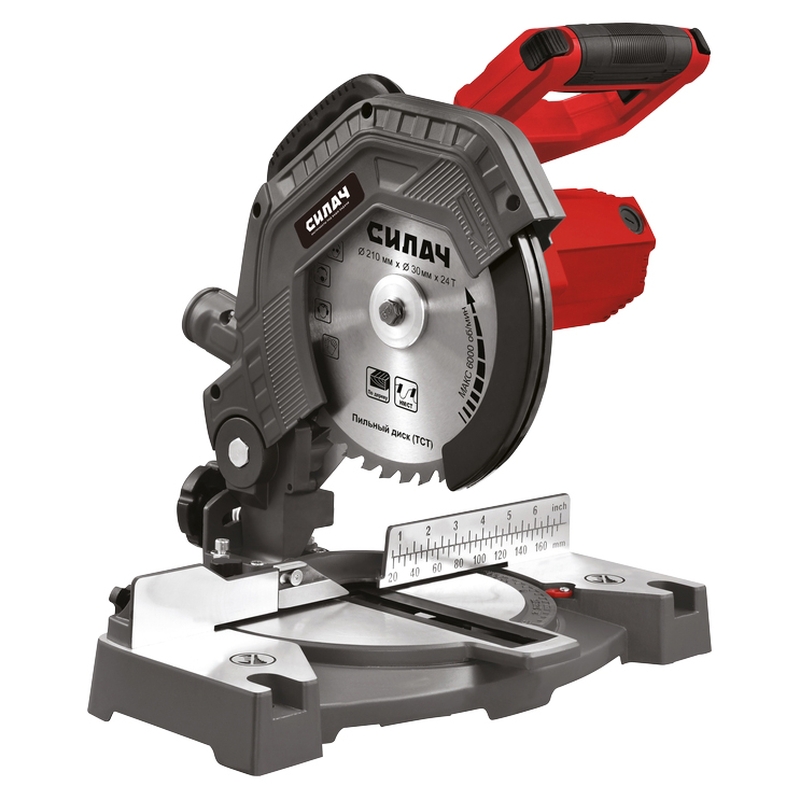 Пила торцовочная СИЛАЧ ПТ-210.1400 (1400Вт, 210/20мм, 4800 об/мин, угол поворот45/наклон45) (1/24)