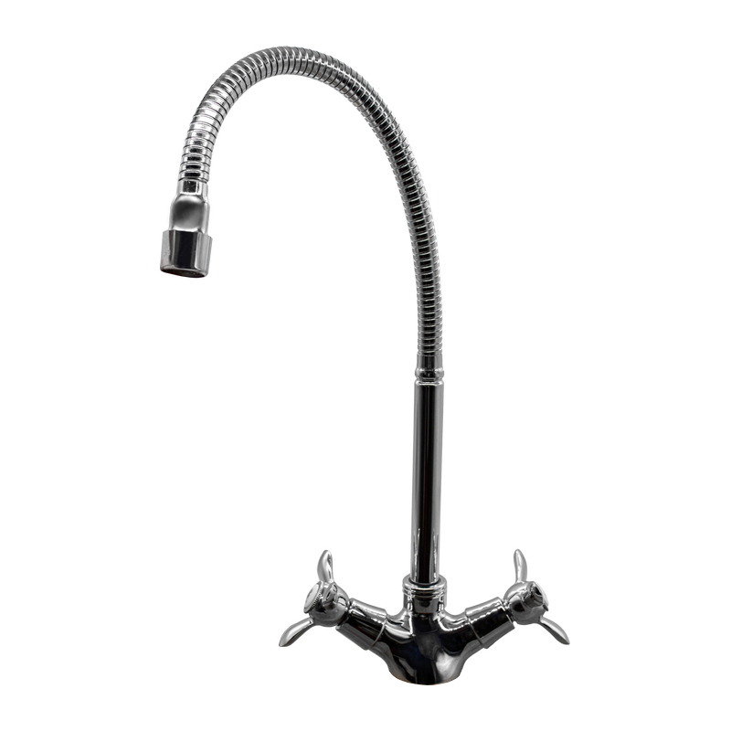 Смеситель  д/кухни DORON DС 1817-N, 1/2 керамика, хром, излив гибкий гофрированный, п/г(2/20)