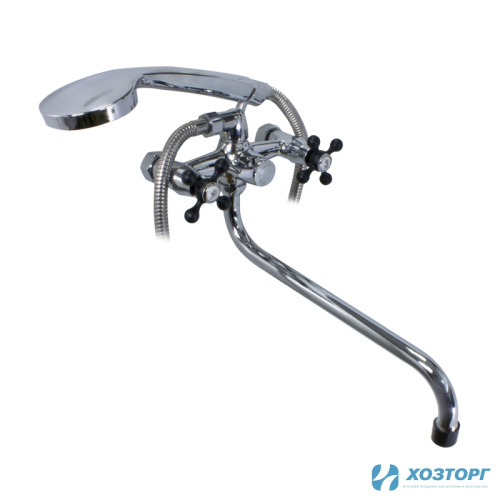 Смеситель  д/ванны DORON DВ 1314B-30S, 1/2 керамика, черный, излив 300 мм, лейка 1 режим (1/10)