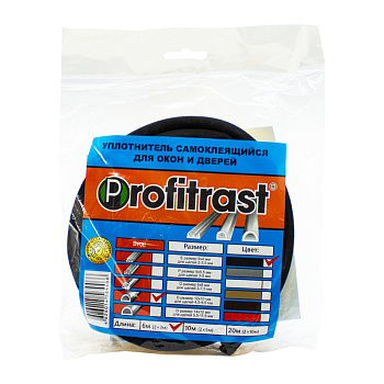 Уплотнитель самоклеящийся для дверей SD-54  (черный)  6м  12*10мм Profitrast (1/10)