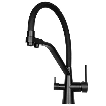 Смеситель  д/кухни DORON DC 2659F-BLACK-N, шаровый,излив черный гибкий с подключением к фильтру с питьевой водой, п/г (1/10)